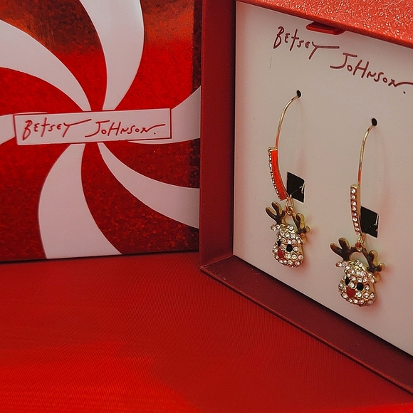 Betsey Johnson Reindeer Christmas Holiday earrings - Picture 4 of 8